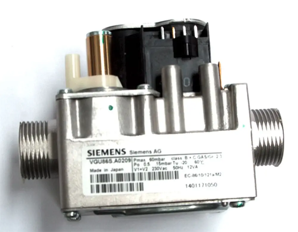 Gasventil von Daikin mit Anschlussstutzen, elektrischer Steuerung und Markierung. Das Ventil ist in metallischer Bauweise und mit technischen Spezifikationen versehen.